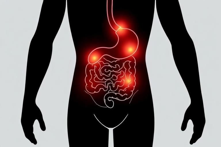 Körpersilhouette mit markierten Beschwerdezonen