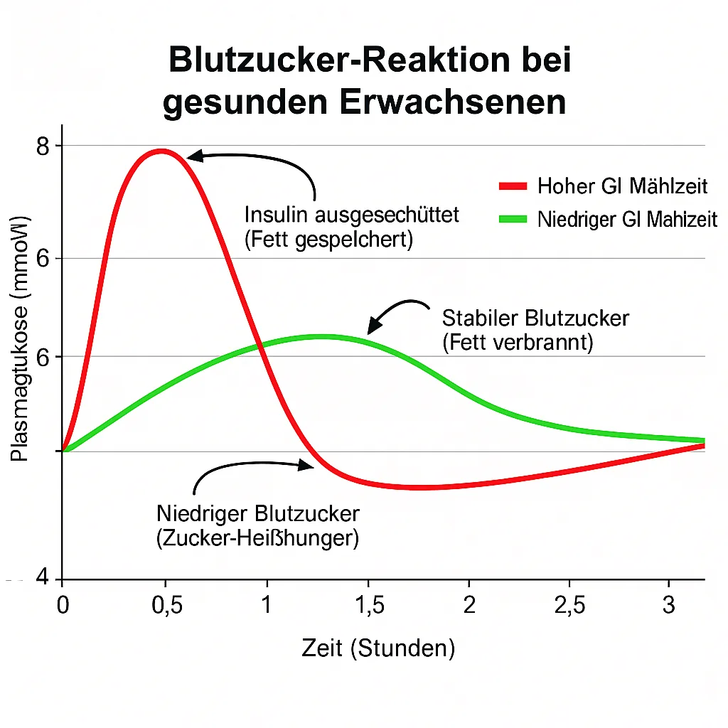 Blutzucker-Reaktion bei gesunden Erwachsenen - Vergleich hoher und niedriger glykämischer Index